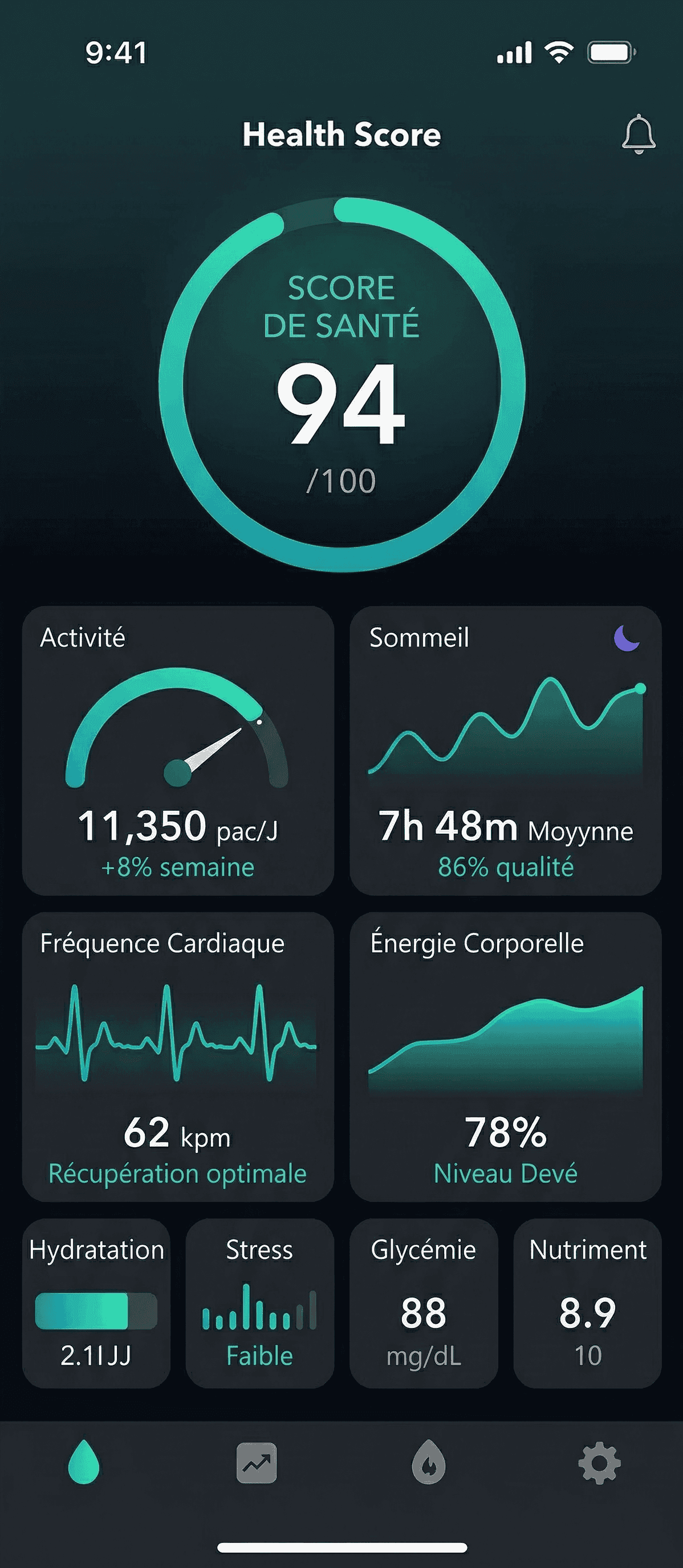 Application mobile — tableau de bord santé